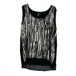 A.n.a. Plus Size Black & Metal Gold Reptile Scales Print Tank Top Blouse Size 2X